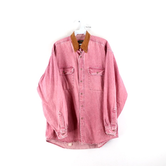 Vintage 90s Streetwear Stonewash Faded Shirt Red - Picture 1 of 7